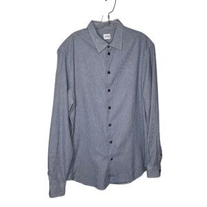 ARMANI COLLEZIONI Blue Shirt Button Up Dress Patterned Mens Size XL